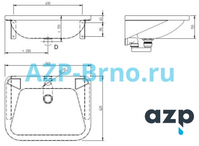 Раковина из нержавеющей стали AUM 01 AZP Brno Чехия (фото, схема) Раковина из нержавеющей стали AUM 01 AZP Brno Чехия (фото, схема)