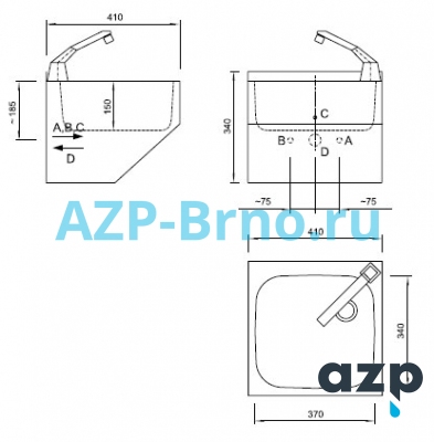 Раковина из нержавеющей стали AUM 017 AZP Brno Чехия (фото, схема) Раковина из нержавеющей стали AUM 017 AZP Brno Чехия (фото, схема)